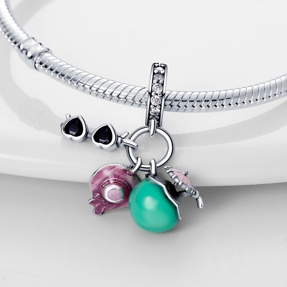 Charms Original 925er Silber vergoldet Kokosnuss Sonnenbrille Anhänger Perlen passen Armband DIY feines Geschenk Frauen zarte Schmuck Zubehör