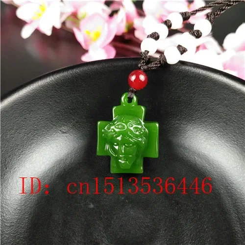 

Natural Green Chinese Cross Carved Jade Pendant Jesus Necklace Charm Jewellery Fashion Lucky Amulet Gifts