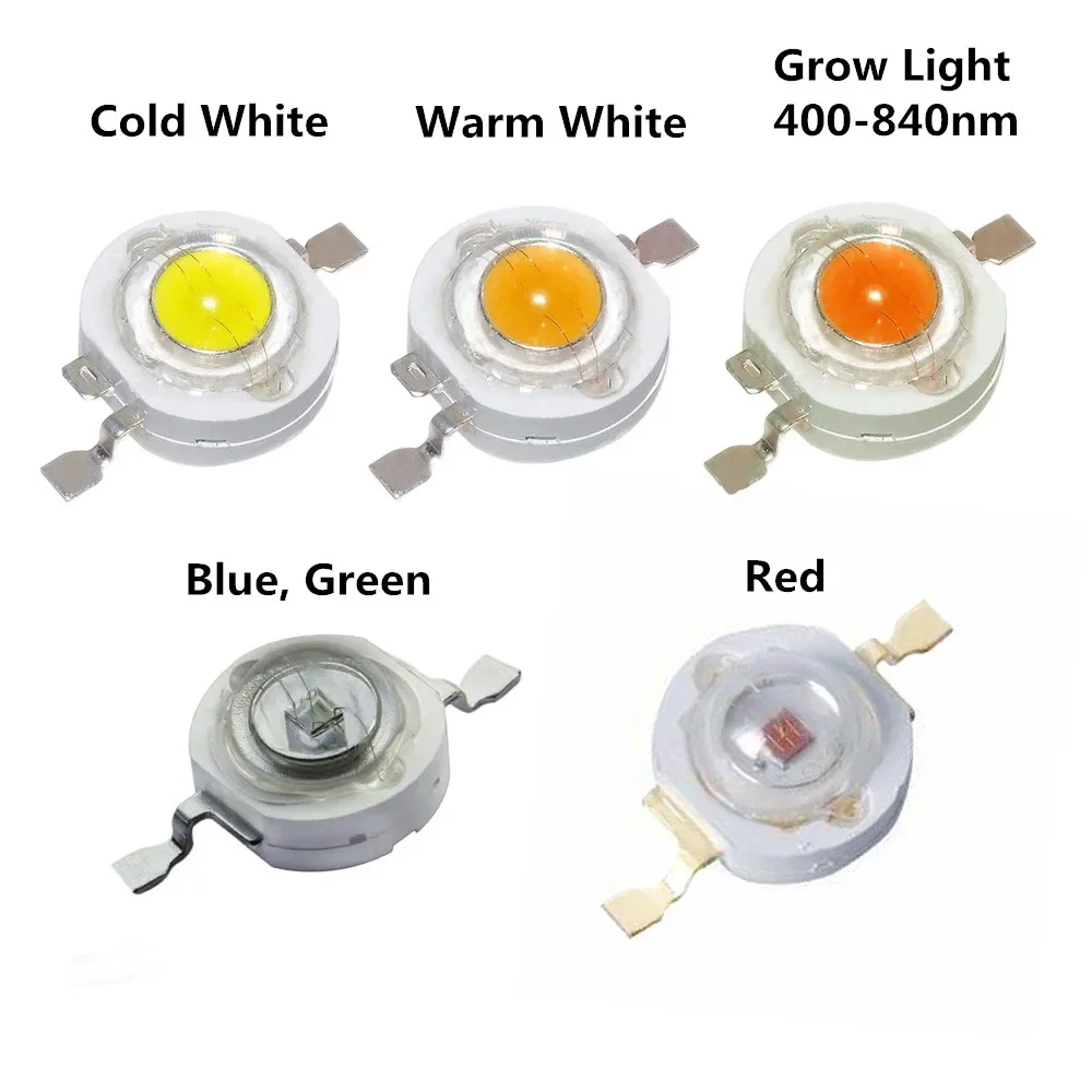 50pcs 1W 3W High Power LED Beads Full Spectrum White Warm White Green Blue Deep Red 660nm Royal Blue With 20mm Black Star PCB