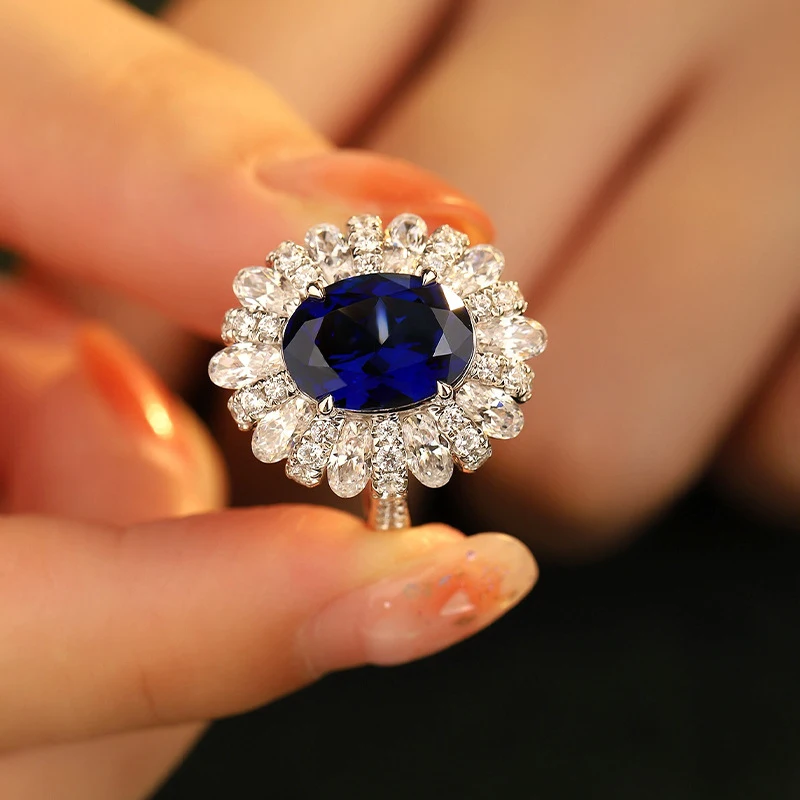 Hotly Promotes Zambian Artificial Cultivation5Carat Emerald Ring Silver Plated18KGold synthetic gemstone women's ring