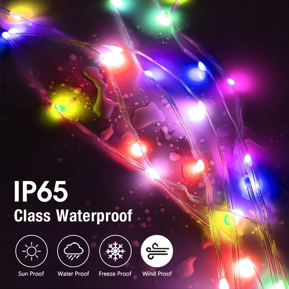 Imagem -04 - Impermeável Usb Led Christmas Lights Fairy String Light Exterior Bluetooth Endereçável Guirlanda Festão Decoração da Festa 30m