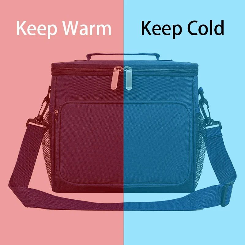휴대용 야외 피크닉 크로스 바디 도시락 가방, 보온 대용량 아이스 백, 도시락 박스, 얼음 보관 숄더백