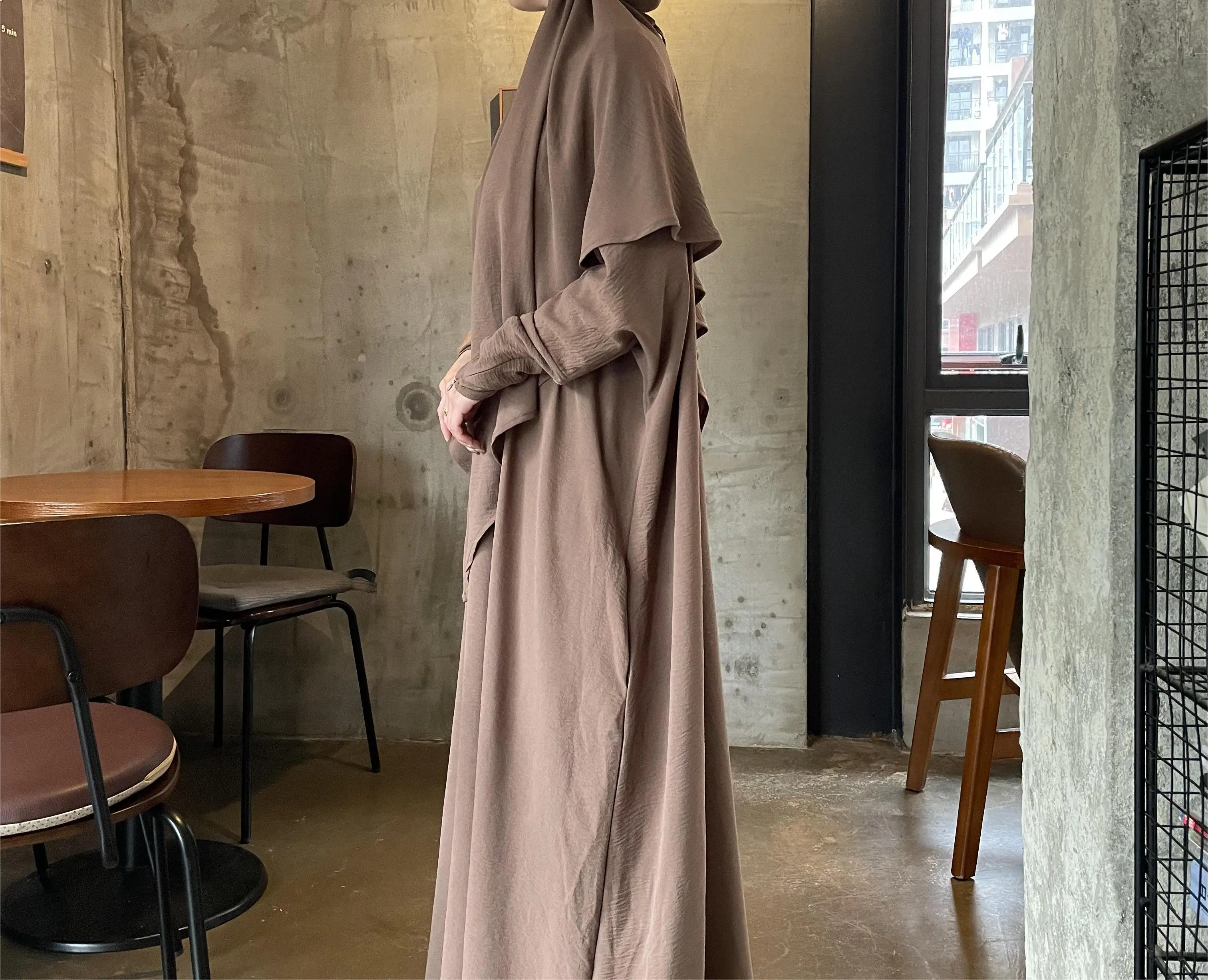 Eid ramadan abaya khimar conjunto muçulmano feminino oração vestuário hijab vestido cachecol islam roupas dubai turco robe jalabiya djellaba