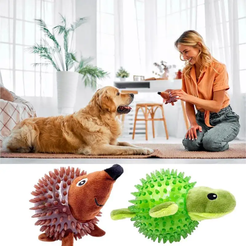 

Spiky Squeaky Dog Ball Strong & Bouncy Frog/Hedgehog Stuffed Dog Toys Squeaky Dog Toy Balls Aggressive Natural Rubber Chew Ball