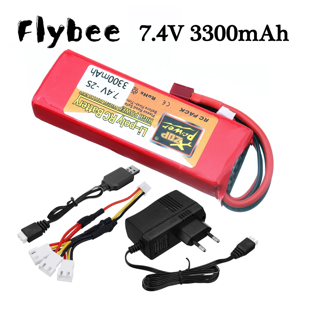 

7.4V Battery For Wltoys 124019 Upgrade 2s 7.4V 3300mAh Lipo battery For Wltoys 144001 104001 12428 RC Car Rechargable Battery