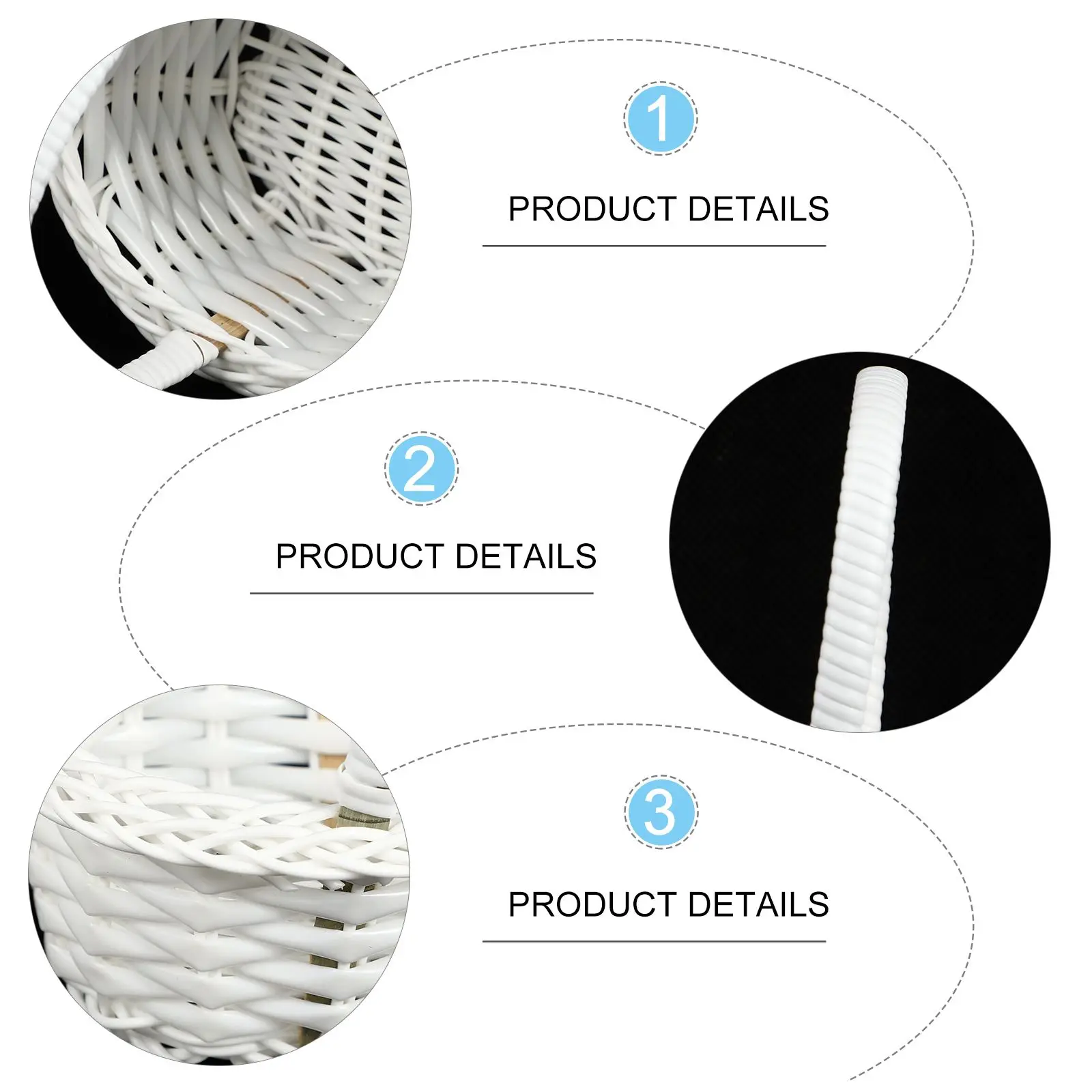 6 Pcs Rattan Vegetable Basket Plastic Woven Durable Storage Home Hotel Picnic Planting Country Style Snack Outdoor