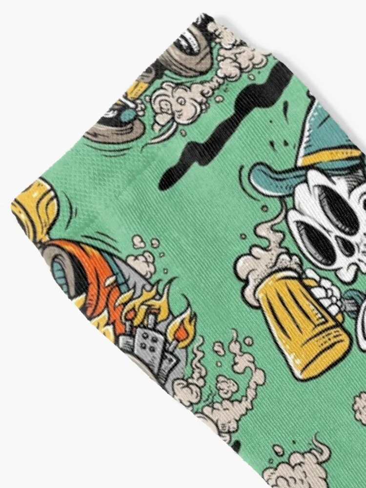 Irish skull go ride and drink beer Socks floral new year Designer Man Socks Women's