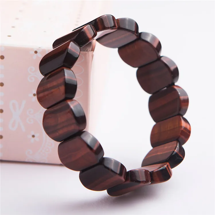 

Natural Red Tiger's Eye Rectangle Beads Bracelet Gemstone Woman Men 18*13mm Red Tiger Eye Bangle AAAAAA