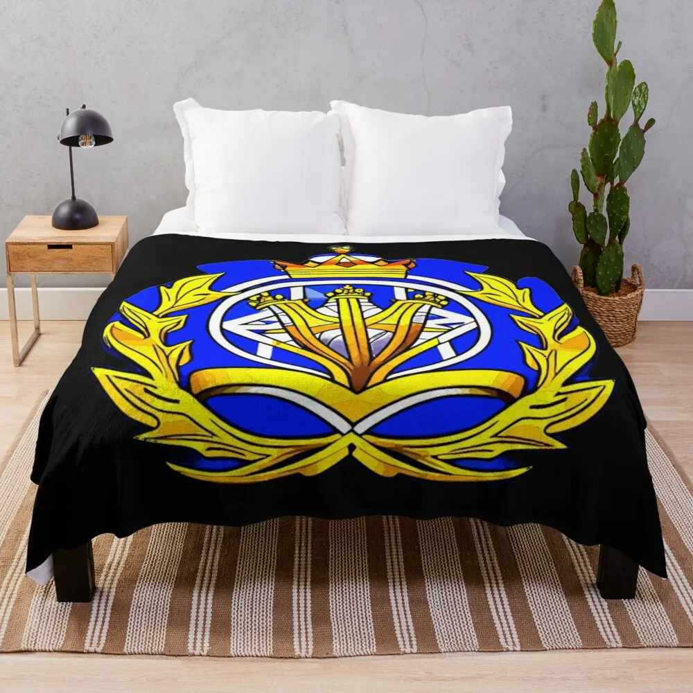 The Azure Aegis of the Golden Laurel Throw Blanket Sofa Quilt Hair Blankets