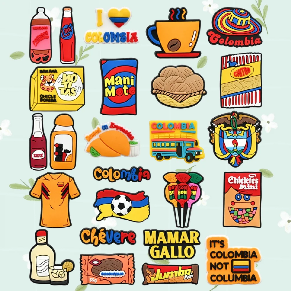 

Colombian Charm Decorative Buckle Shoe Accessory with Snack Candy Potato Chips Drink Patterns for All Kinds of Shoes