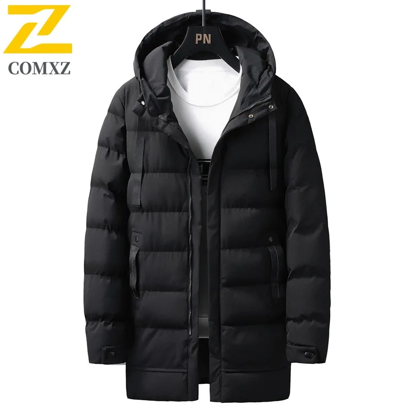 

COMXZ Korean Style Mens Long Padded Jacket Cold Resistant Warm Coat High-quality Knee Length Lightweight Winter Padded Coat