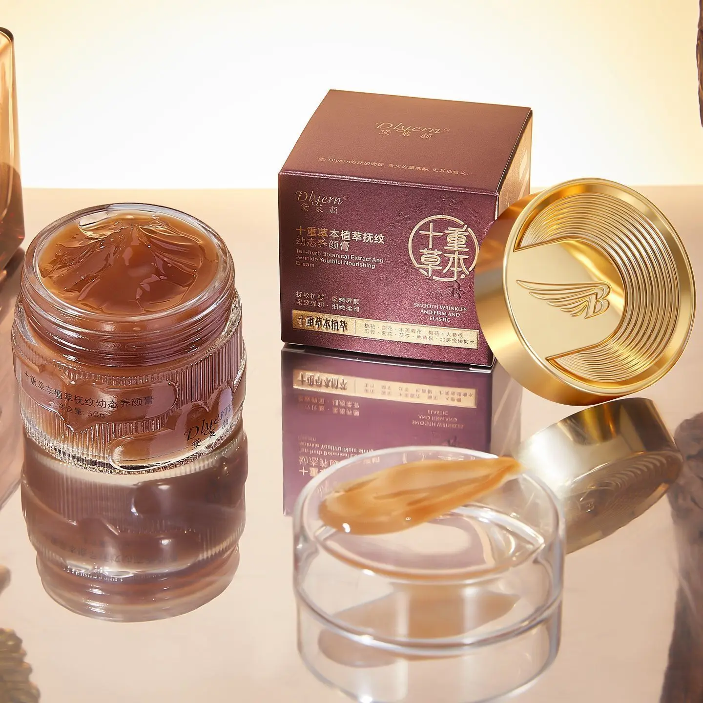 Anti-Wrinkle Winter Face Cream, 10 Herbal Root Extracts for Wrinkle Smoothing & Nourishing, Rejuvenating Care