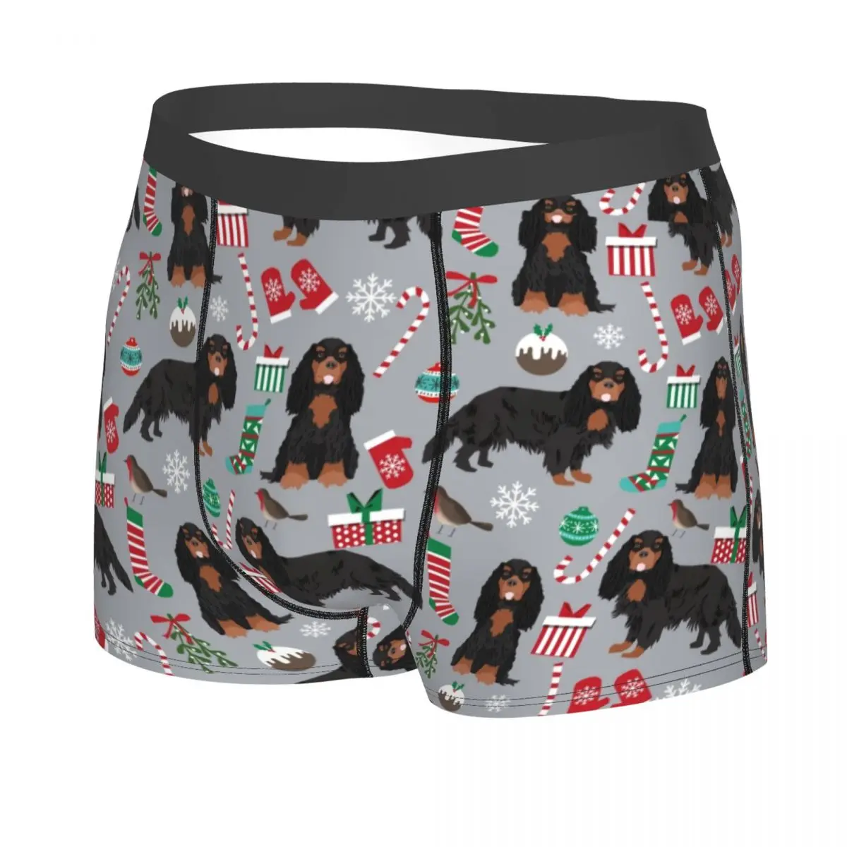 Custom Cavalier King Charles Spaniel Christmas Gifts Underwear Male Printed Pet Dog Boxer Briefs Shorts Panties Soft Underpants