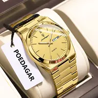 POEDAGAR, reloj clásico a la moda para hombre, resistente al agua, luminoso, con fecha, semana, reloj de lujo para hombre, relojes de negocios de cuarzo de acero inoxidable para hombre
