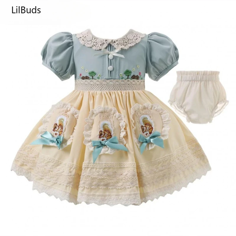 2024 Children Princess Lolita Clothes Girls Cartoon Mori Style Short-sleeved Outfit Summer Dress Matching New Stylish Costumes