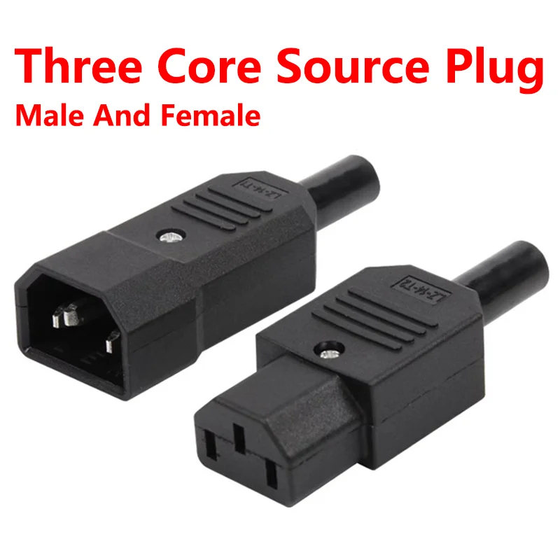 

5/20/100PCS lEC Straight Cable Plug Connector 10A250V Black Female&Male Plug Rewirable Power Connector 3 Pin AC Socket C13 C14