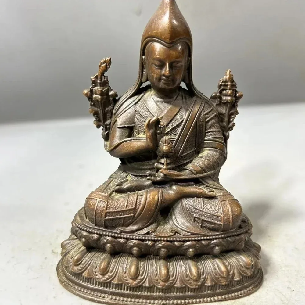

10cm Tibetan Buddhism Copper Tsongkhapa Buddhist Statue Ornaments Office Decoration Home Accessories