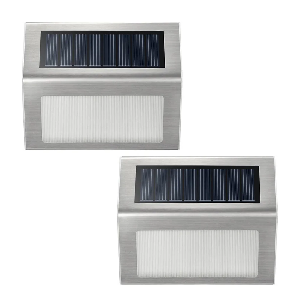 2 pcs 3 Led Stainless Steel Lights Outdoor Wall Light Street Lamp Sensor Auto On Eco-Friendly Durable Garden Courtyard Patio