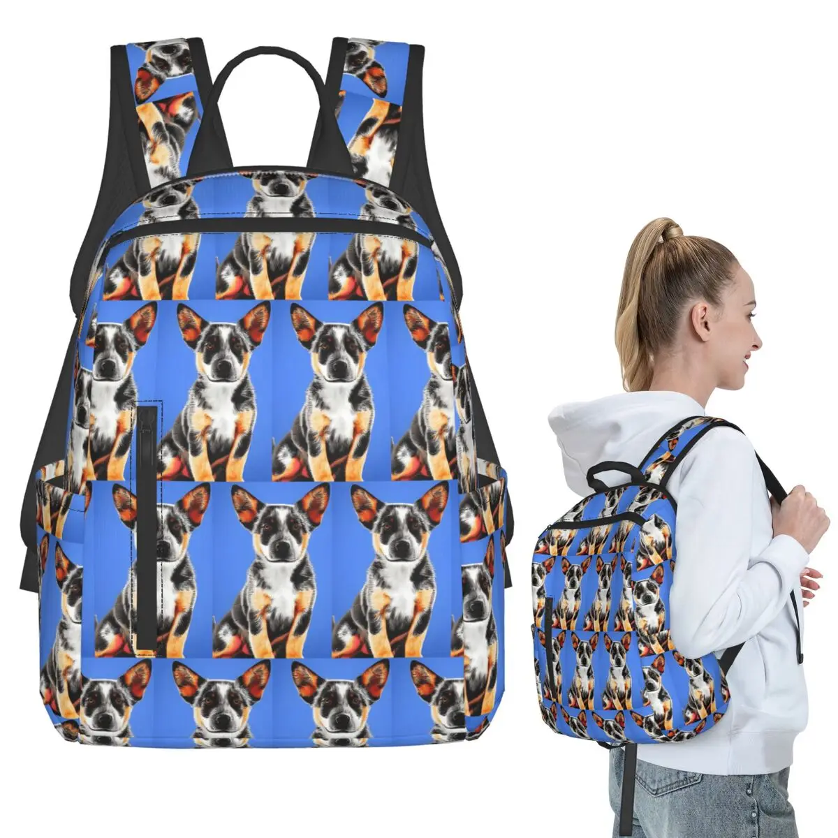 

Cute Australian Cattle Dog Puppy Backpack Student BookBag Kids School Bag Laptop Shoulder Bags Men Women