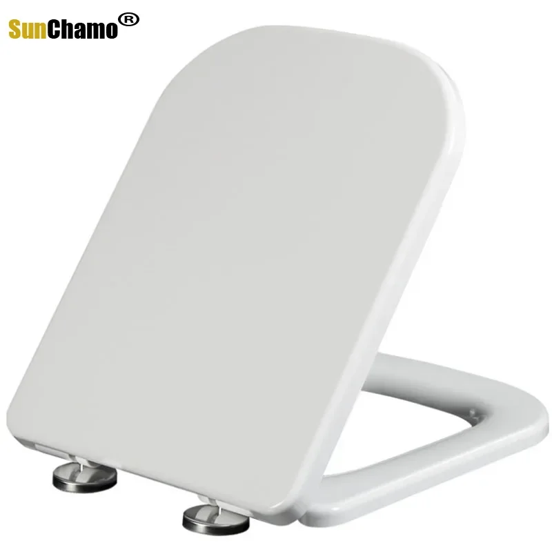 PP Square Toilet Seat Universal Flush for Household Use Urea-formaldehyde Length 395 To 465mm Width 345mm Bathroom Decor