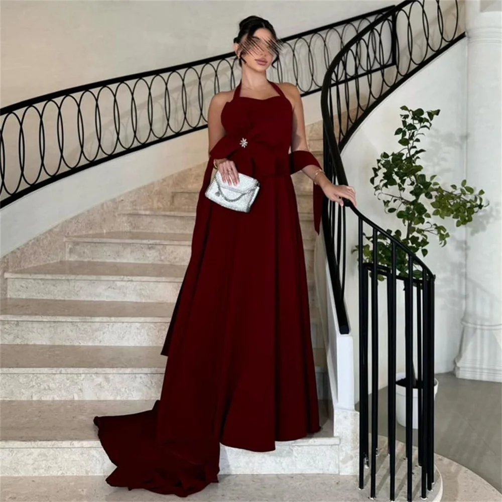 ROYET Luxury Flower High Neck Spaghetti Strap Sleeveless Mermaid Evening Dress Floor Length Sweep Train Prom Gown For Woman