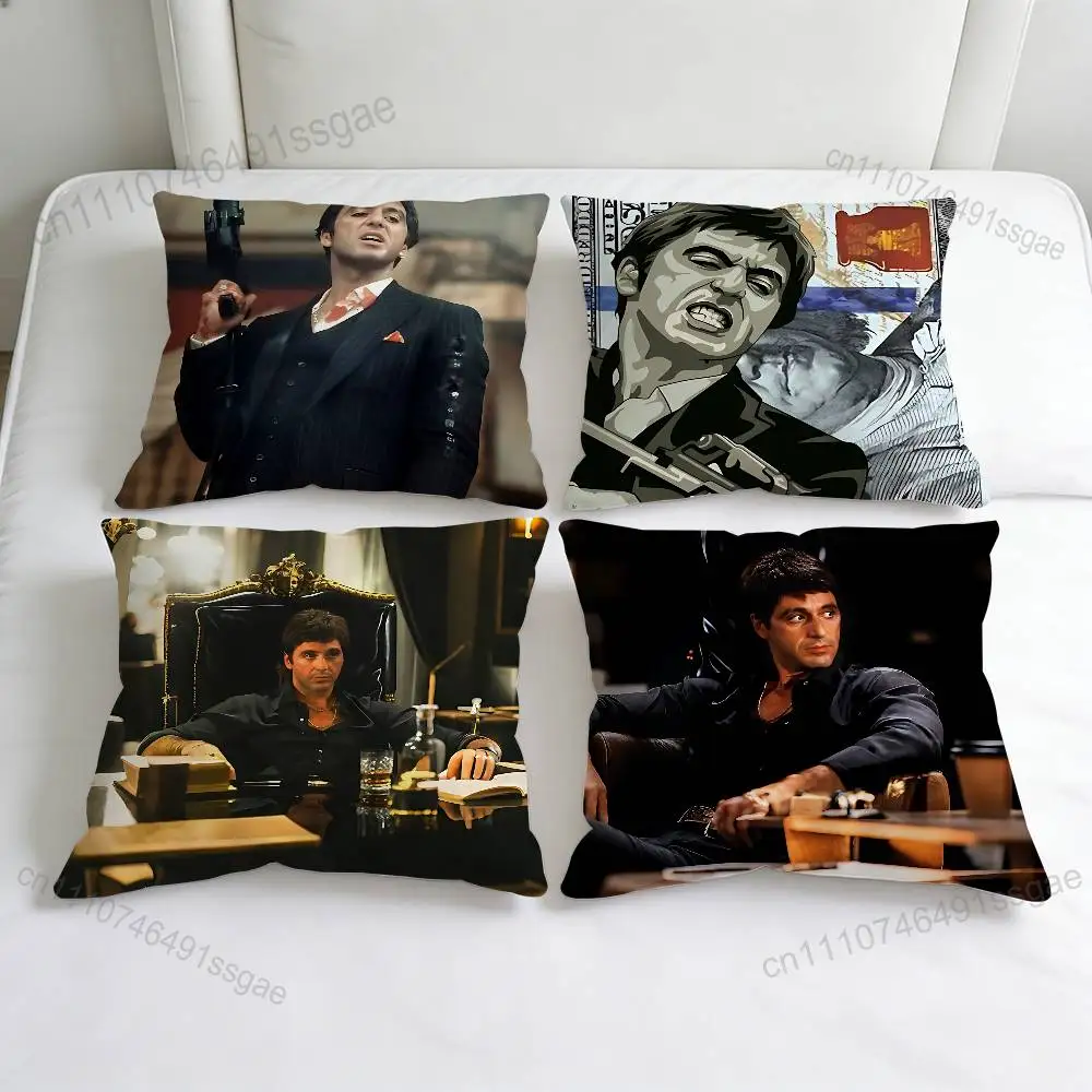 

S-Scarface-1983 Film Square Pillow Cover Decorative Throw Pillow Case for Sofa Couch Bed Home Car Living Room Decoration