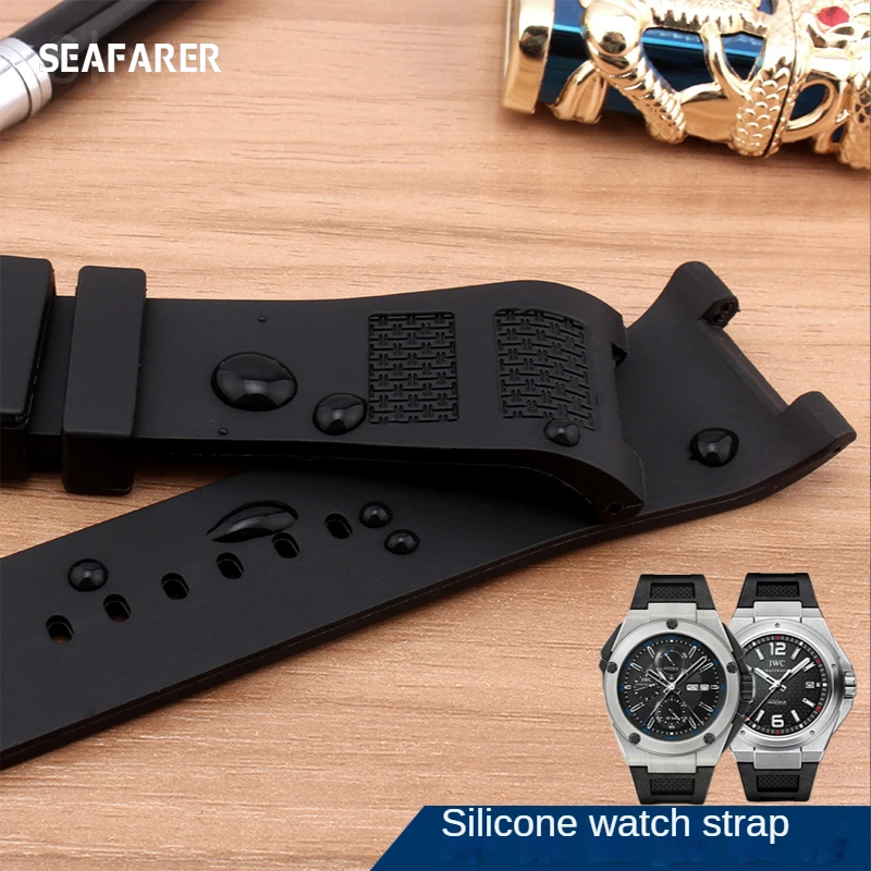 Notch Silicone Watch Strap for IWC Engineer 322503 323601 Waterproof Sweat-Proof Rubber Watch Band Accessories 30 16mm Wristband