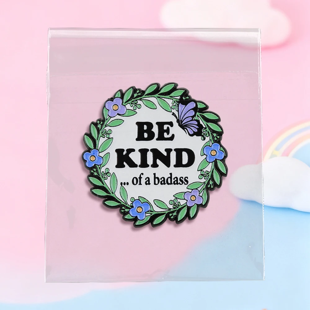 Be Kind Of A Badass Emaille-Brosche mit Blumen- und Schmetterlings-Anstecknadel für Rucksack, Hut, Accessoire, inspirierendes Motto-Abzeichen, Geschenk – Detail 13