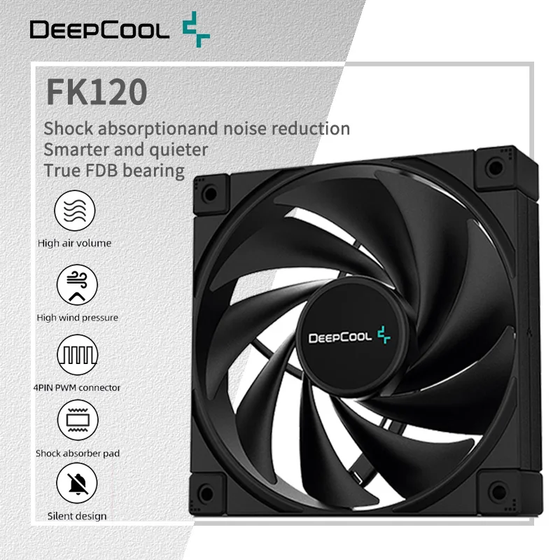 DeepCool FK120 Materiał PBT Wentylator obudowy Sterowanie PWM w systemie chłodzenia cieczą 120 mm 1850 obr./min Wentylator radiatora procesora