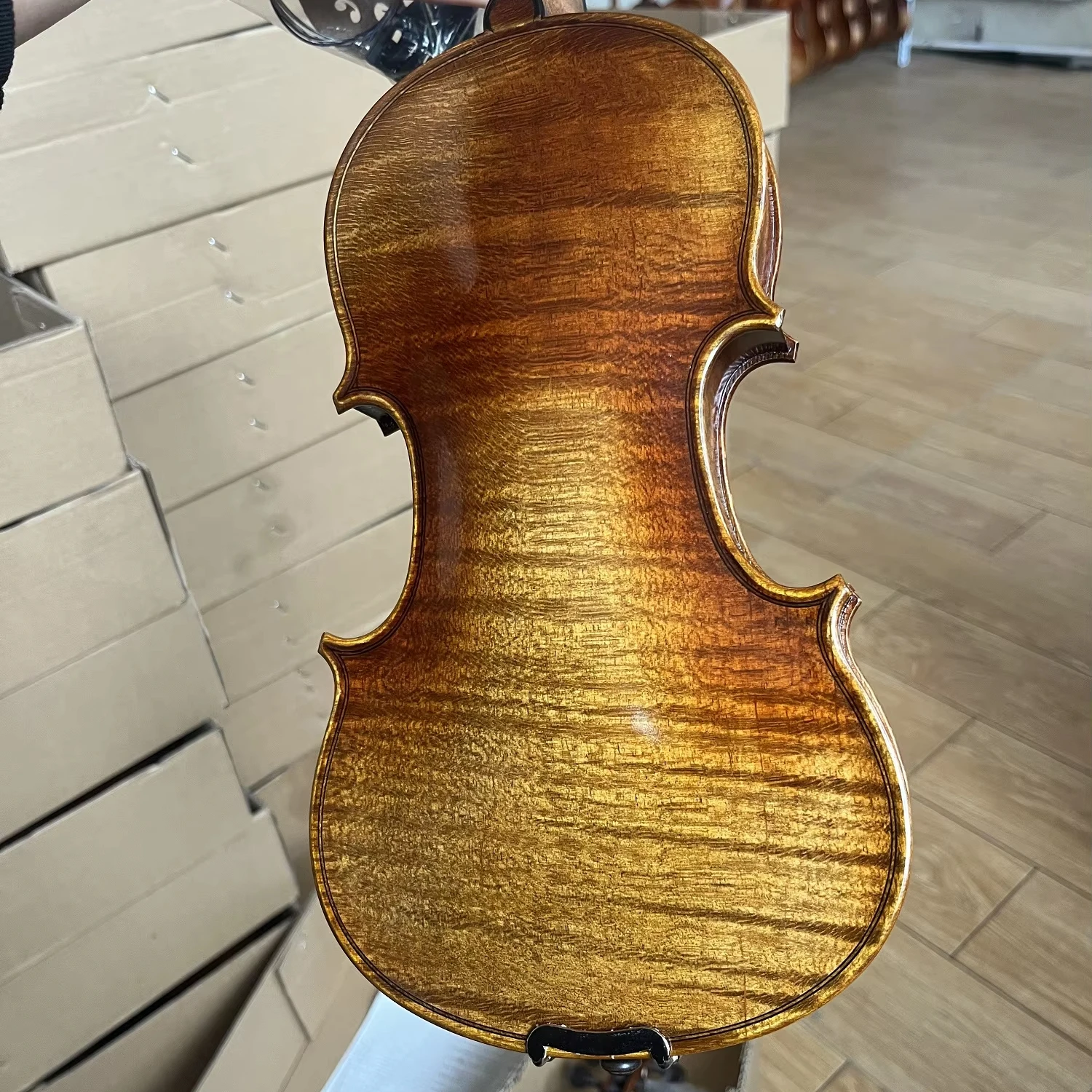

Good Quality 1/4 Violin Handmade Nice Sound Solid Spruce Flamed Maple Back Support