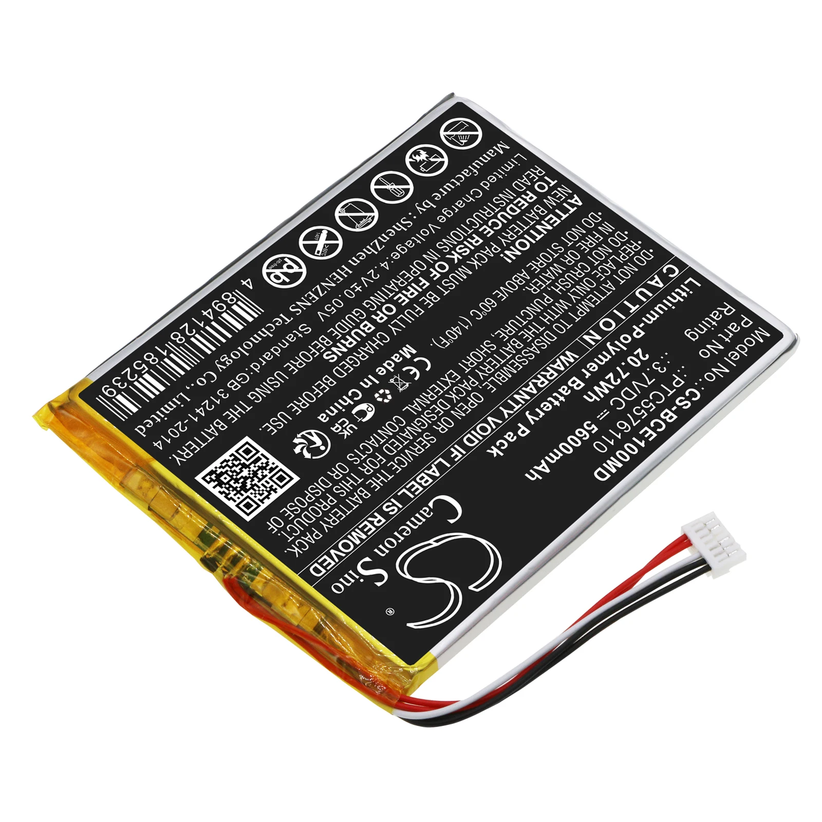 Li-Polymer Medical Battery for Biocare,3.7v,5600mAh,iE10,PTC5576110