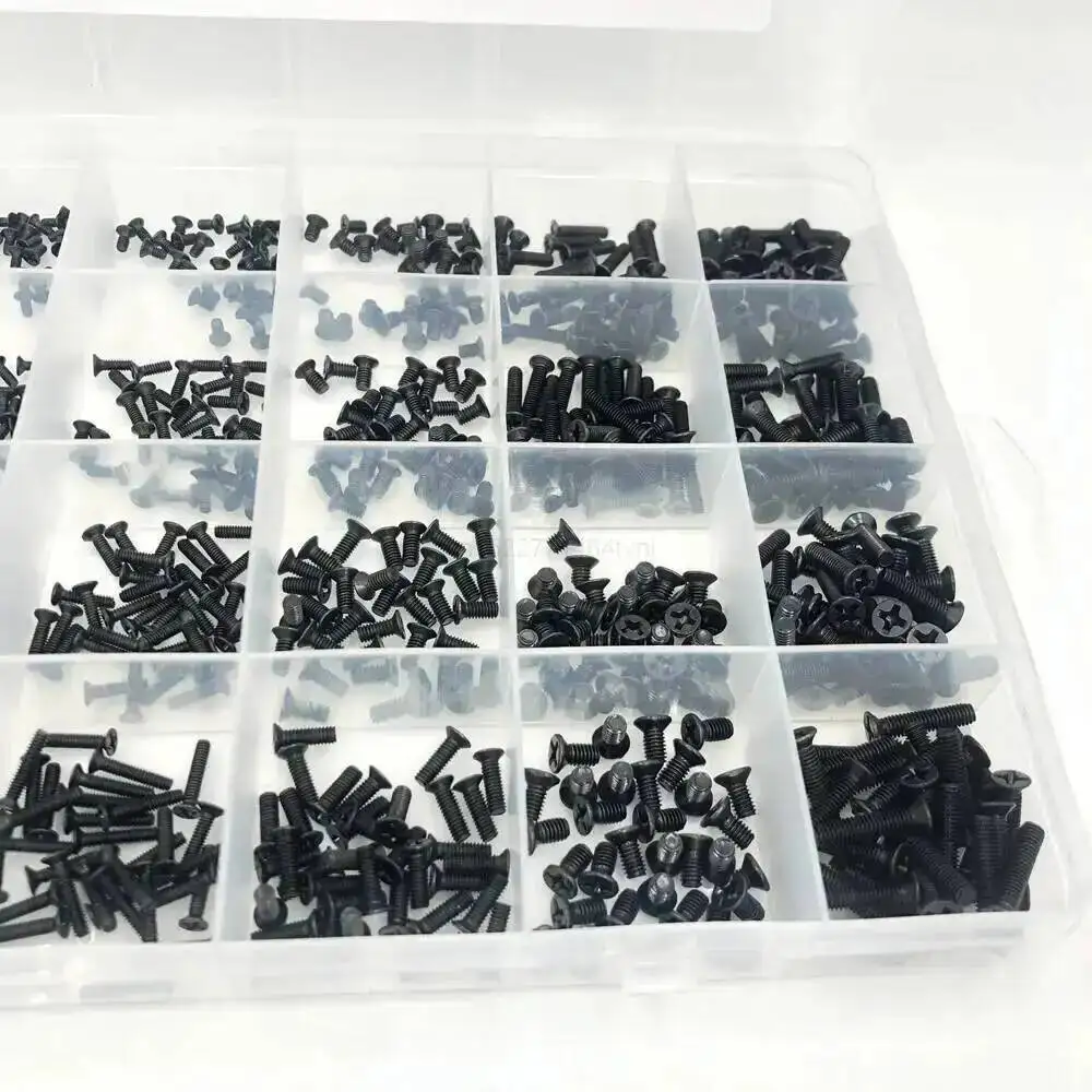 720pcs countersunk flat head phillips small mini screw set m1.4 m1.7 m2 m2.5 m3 carbon steel computer notebook laptop screws kit