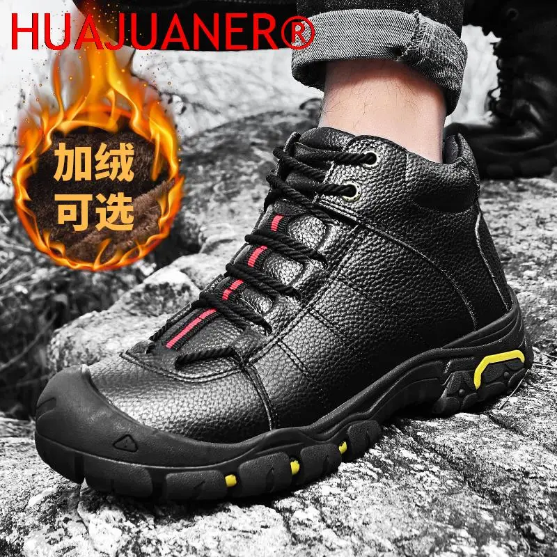 Winter Boots Men Shoes Big Size 50 Leather Women\'s Sports Shoes 36 Outdoor Non-slip Work Hiking Shoes Combat Boots  Shoes Man