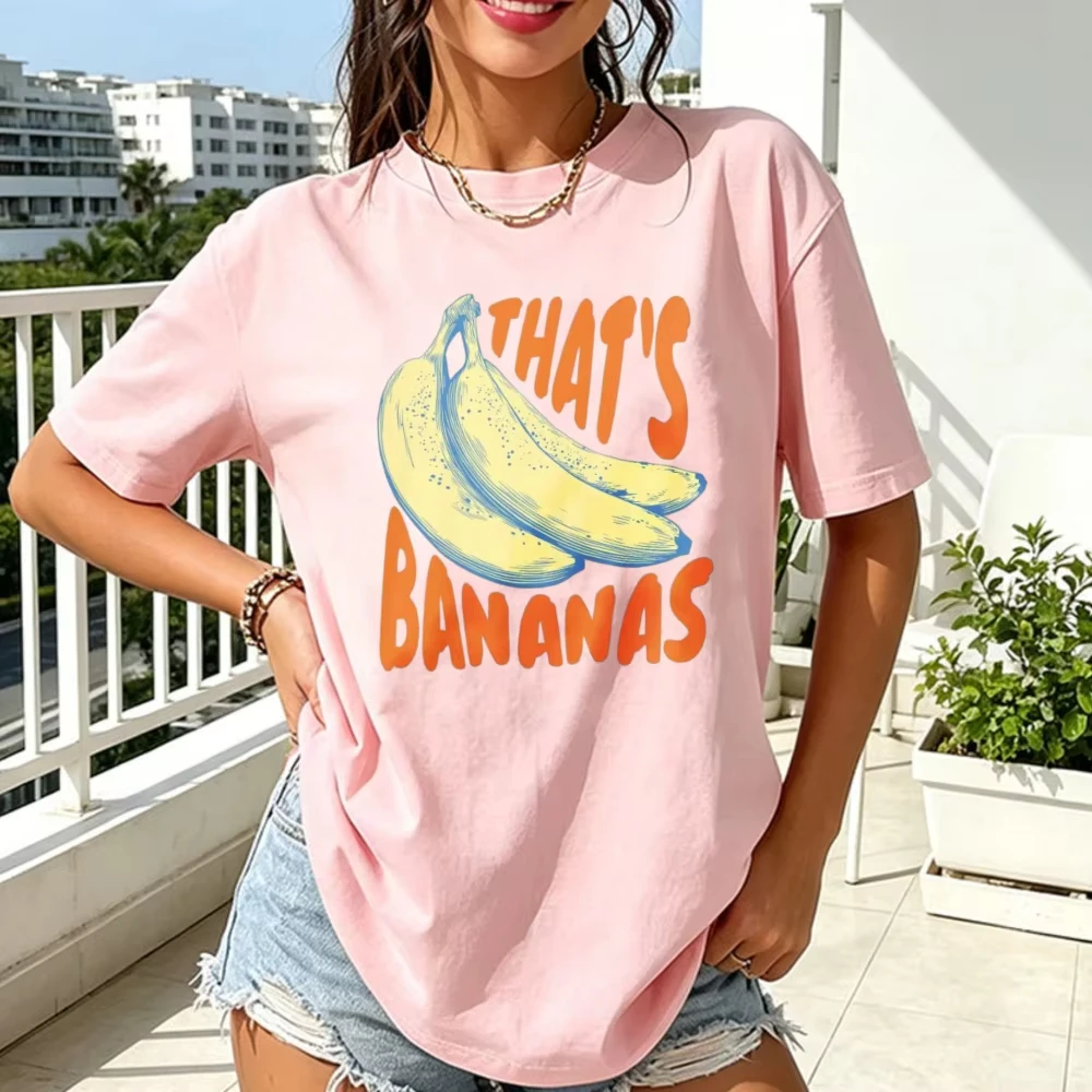 Women Tropical T-shirt That's Bananas Single Pastel Banana Cotton Tee Cute Summer Fruit Graphic Short Sleeve Casual Tops