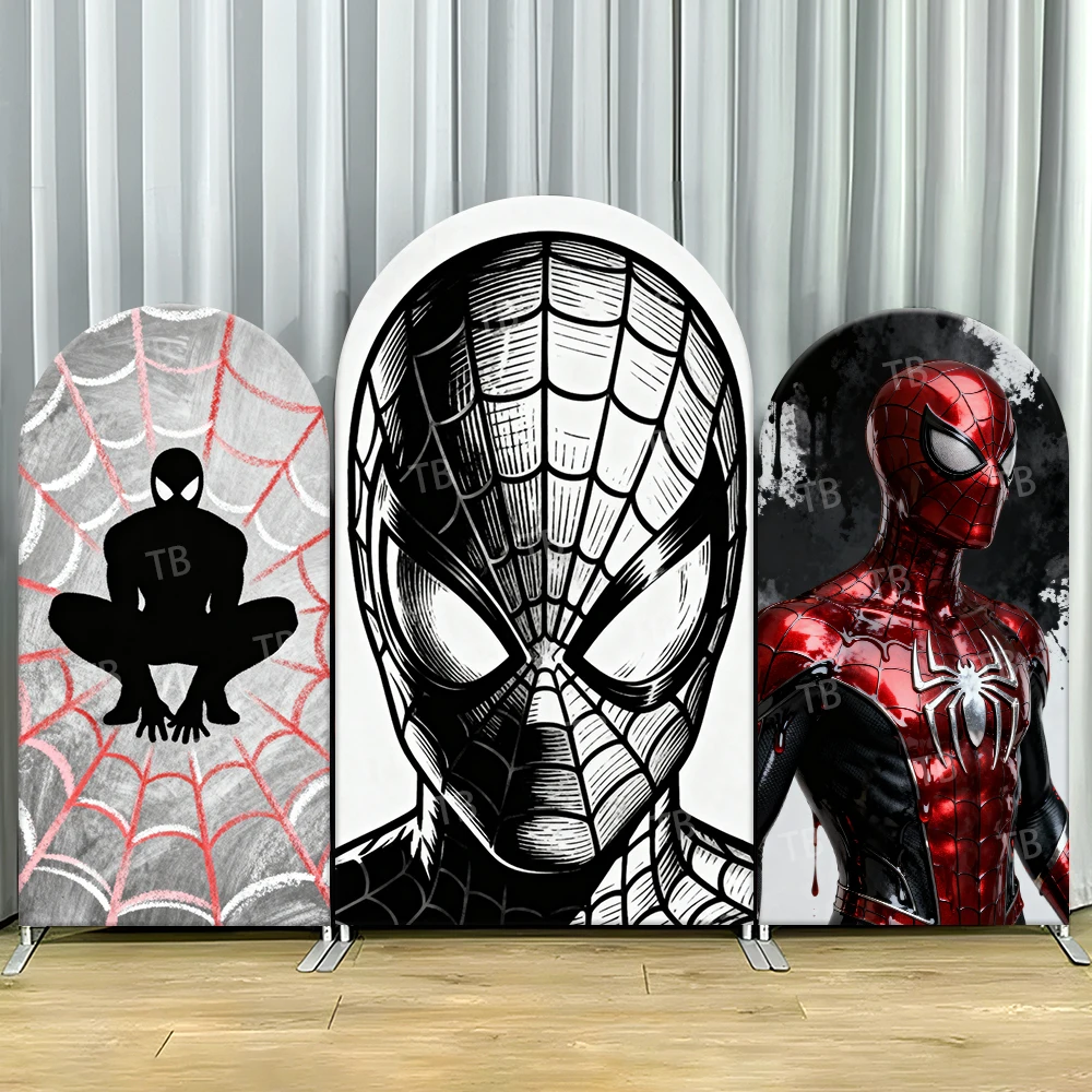 Sfondo in Stile Fumetto di Spider-Man, Copertina Artistica per Feste di Compleanno per Bambini, Decorazione per Photo Booth a Tema Cartone Animato