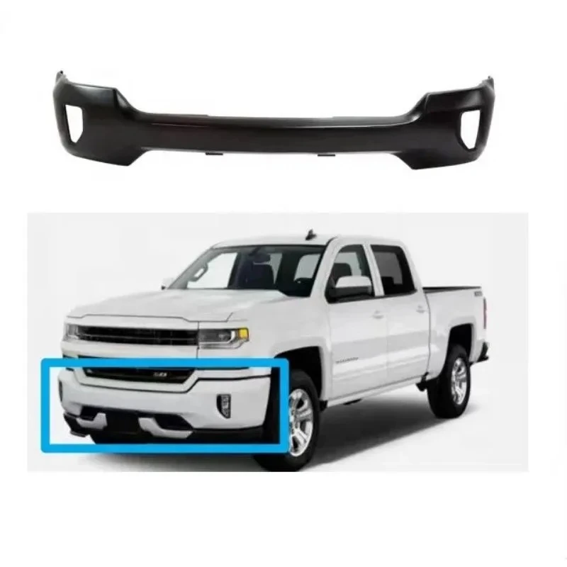 High Polished Black Finish Bumper for 2016-2018 Chevrolet Silverado with Fog Lamps Without Park Assist Sensors
