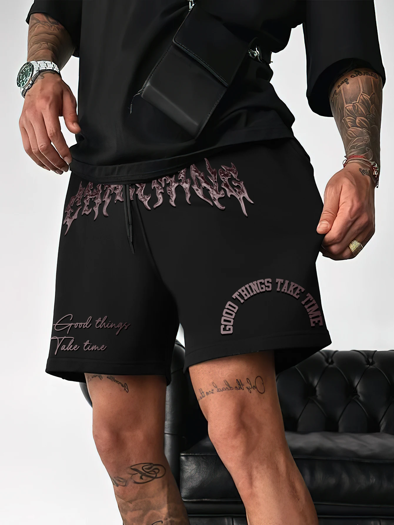 

Men's Gothic Letter Pattern Shorts Casual Sports Shorts Comfortable Lightweight for Summer Outdoor Activities and Dailywear