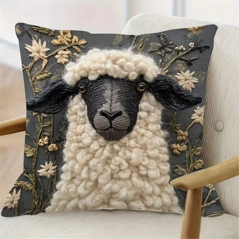 Alpaca Print Pillow Cover Double Sided Plush Cushion Ultra Soft Skin Friendly Sofa Decor Gift