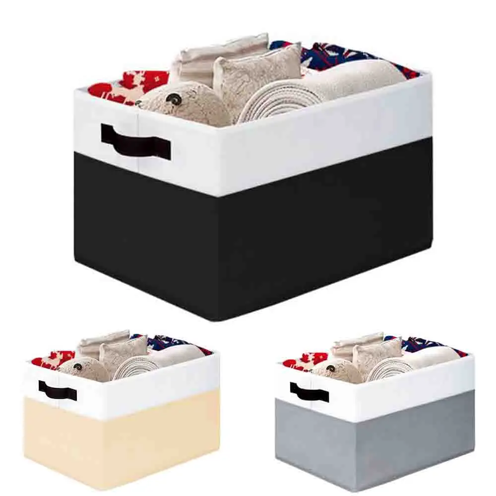 

1-2PCS Non-Woven Fabric Foldable Color Blocked Rectangular Storage Box Portable Clothing Storage Basket Uncovered Storage Bag