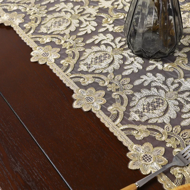 European Luxury Lace Embroidery Pendant Table Runner Home Villa Desk TV Closet Piano Cover Living Room Study Party Wedding Decor