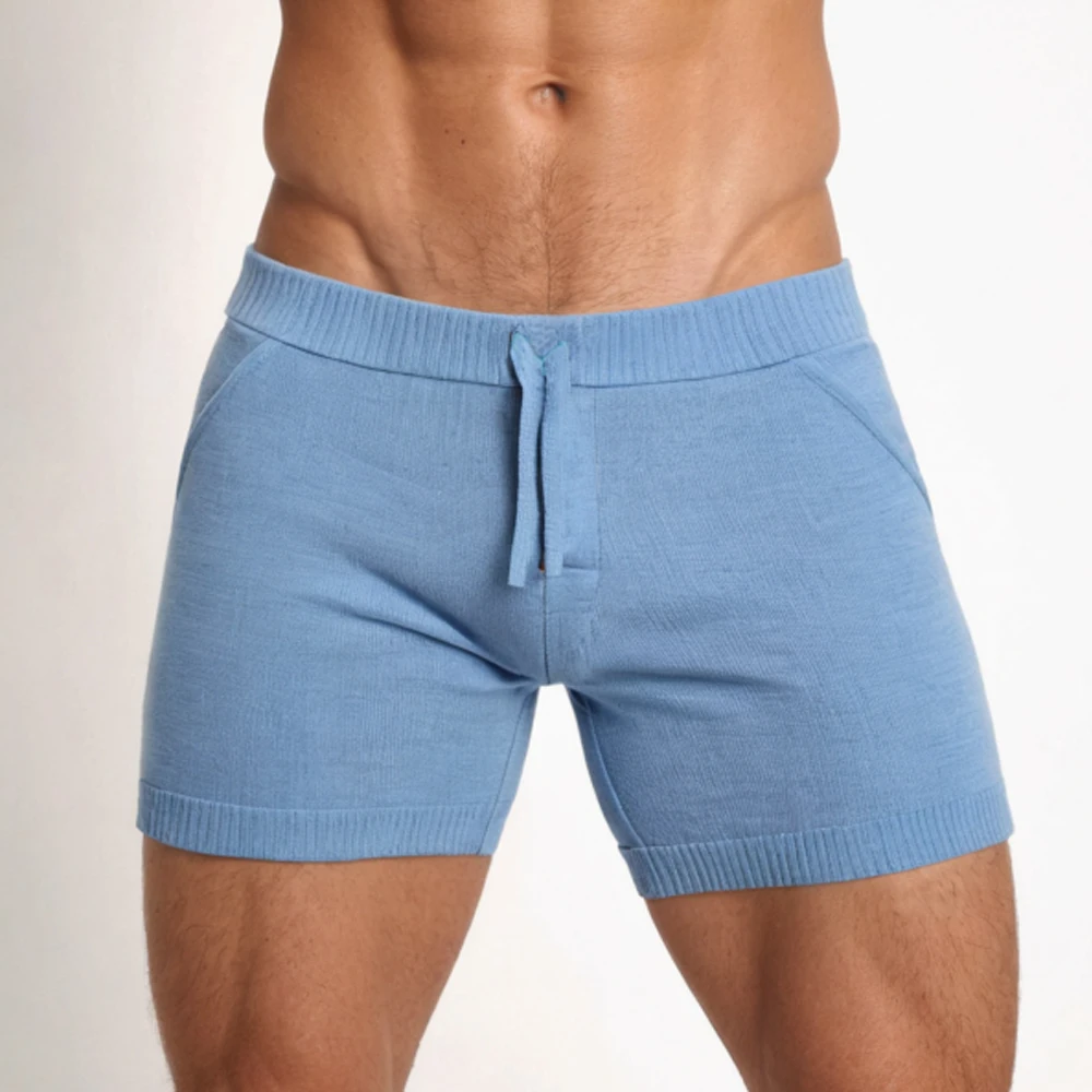 Men\'s Shorts Sexy Tight Solid Color Drawstring Causal Sports Gym Short Pants Summer Seaside Vacation Male Clothing Shorts S-3XL