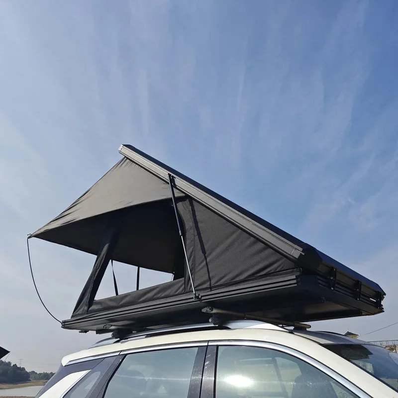 

Self-Driving SUV Hard Shell Aluminium Triangle Double Layer Roof Top Tent Can Rear Awning with One Bedroom Structure