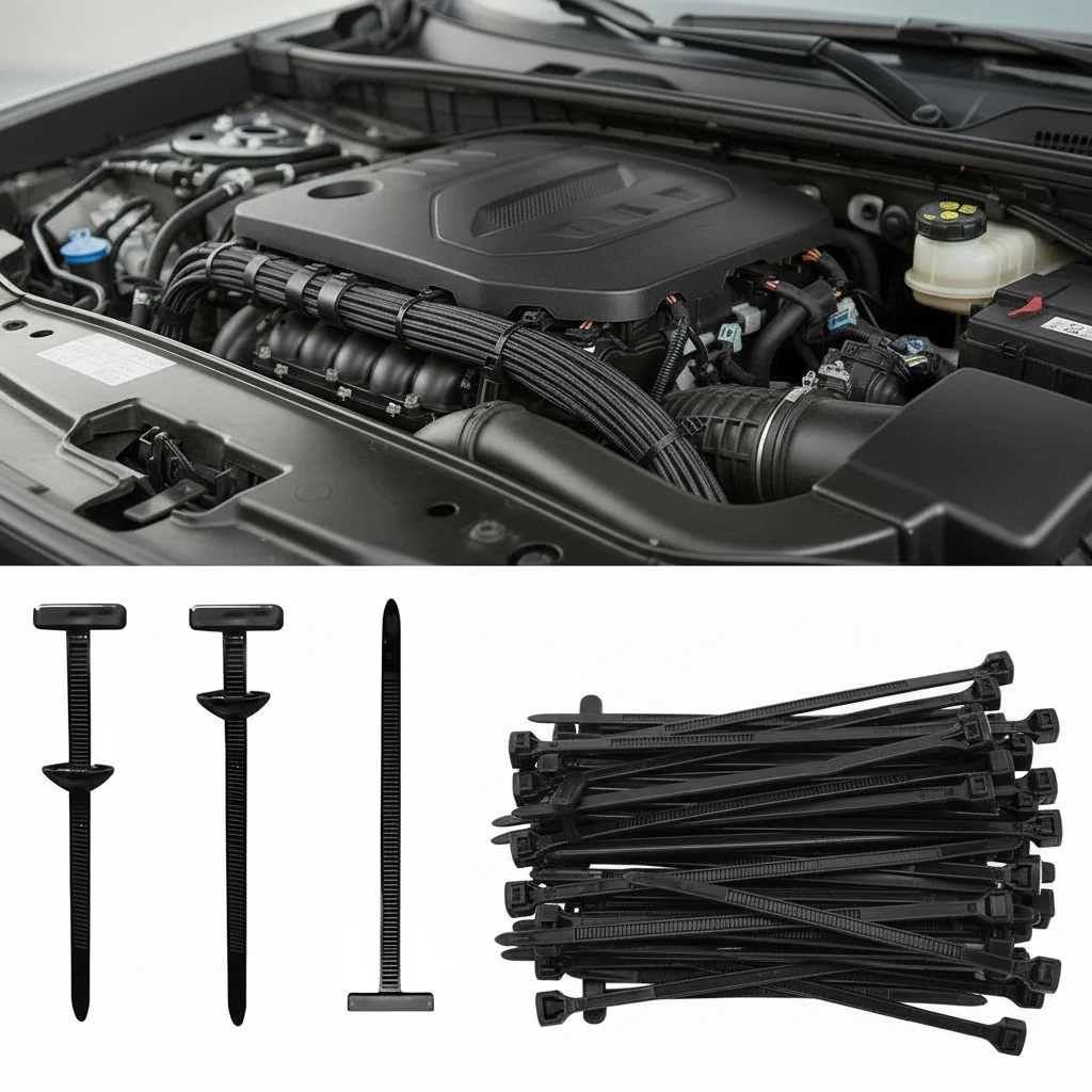 Nylon Cable Ties Self-Locking Zip Ties Durable 100-Piece Set for Car Body Wiring Fasteners
