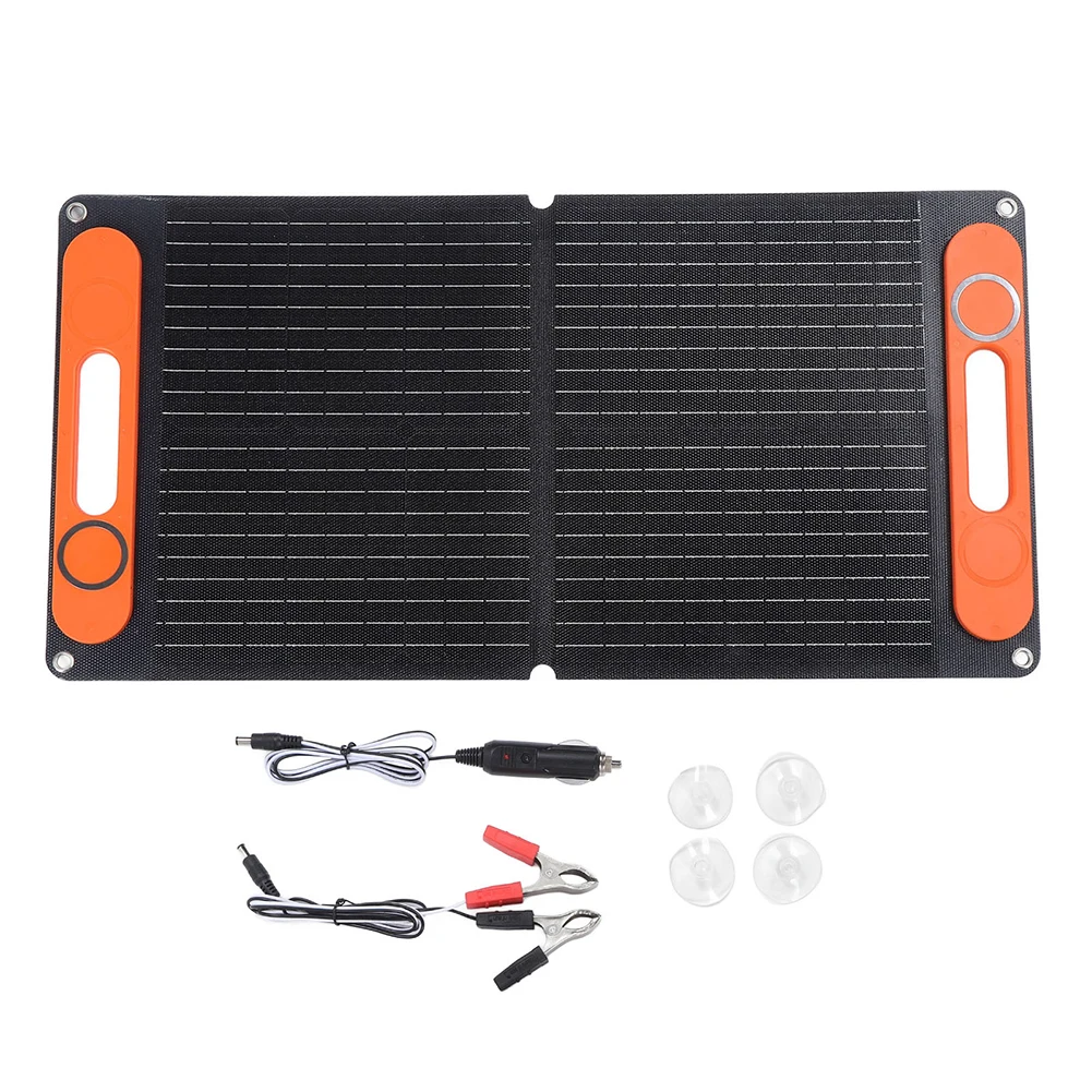 Camping Power Battery Charge Set 100W Solar Panel Double USB Outputs Expandable Power System Folds For Easy Transport