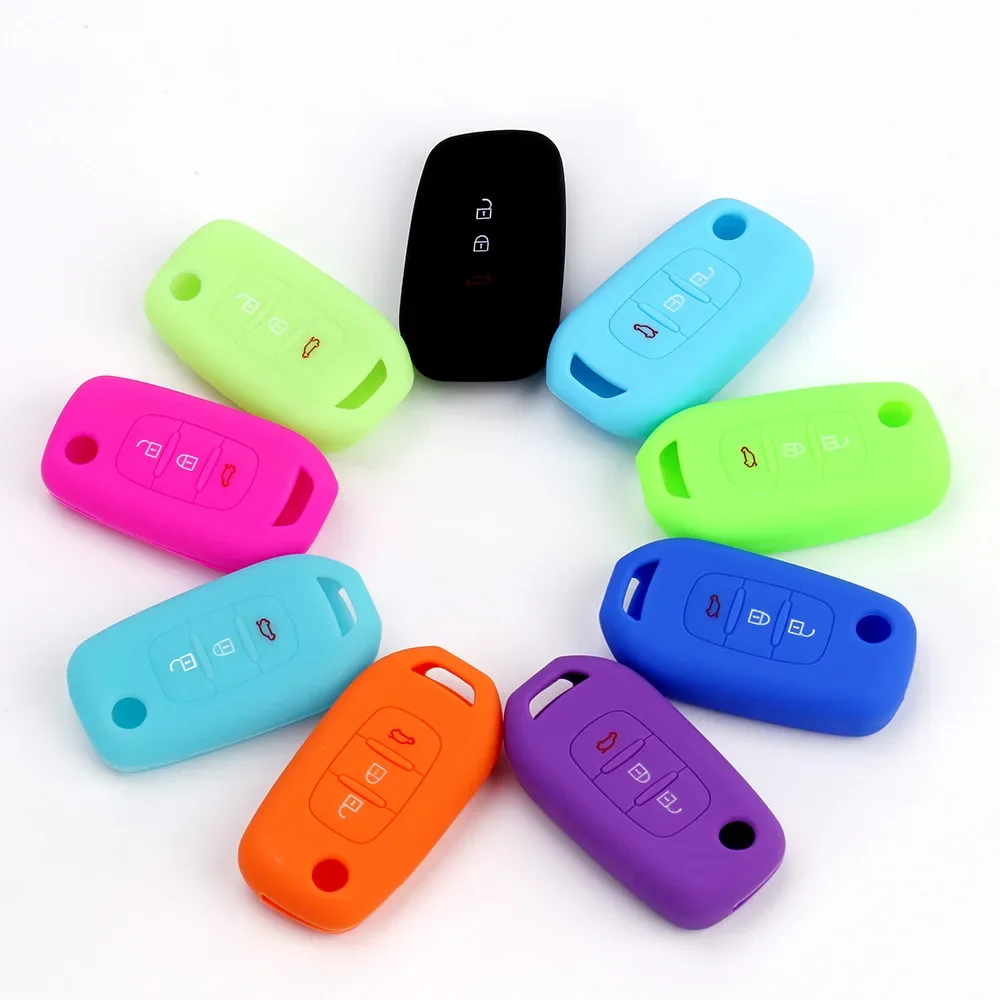 Silicone Car Flip Key Case for Renault Kadjar Captur Megane Sandero Stepway Logan Clio 5 Arkana 2020 2021 Cover Keyless Remote