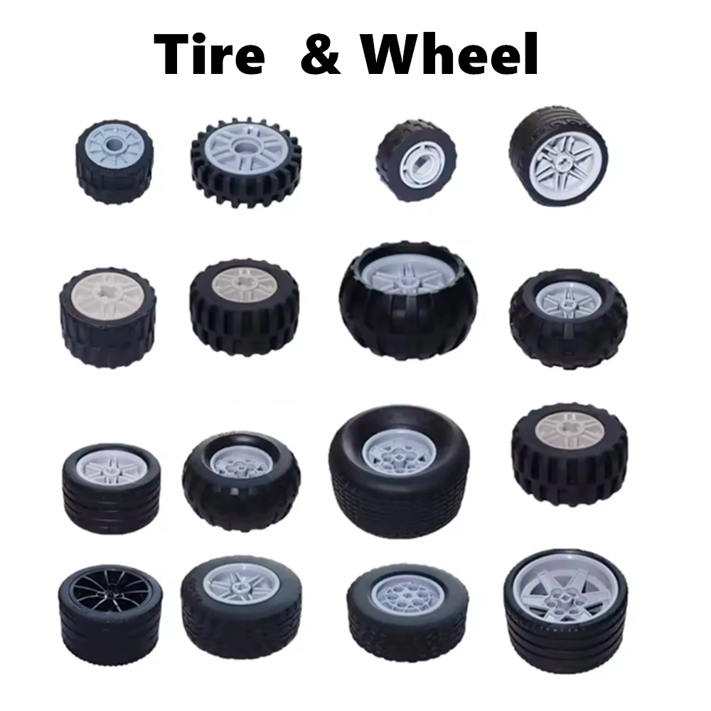 

MOC Technical Tire Wheel Hub DIY Bricks Car Truck 56145 56908 55982 Construction Building Blocks Compatible Motorcycle Race Toys