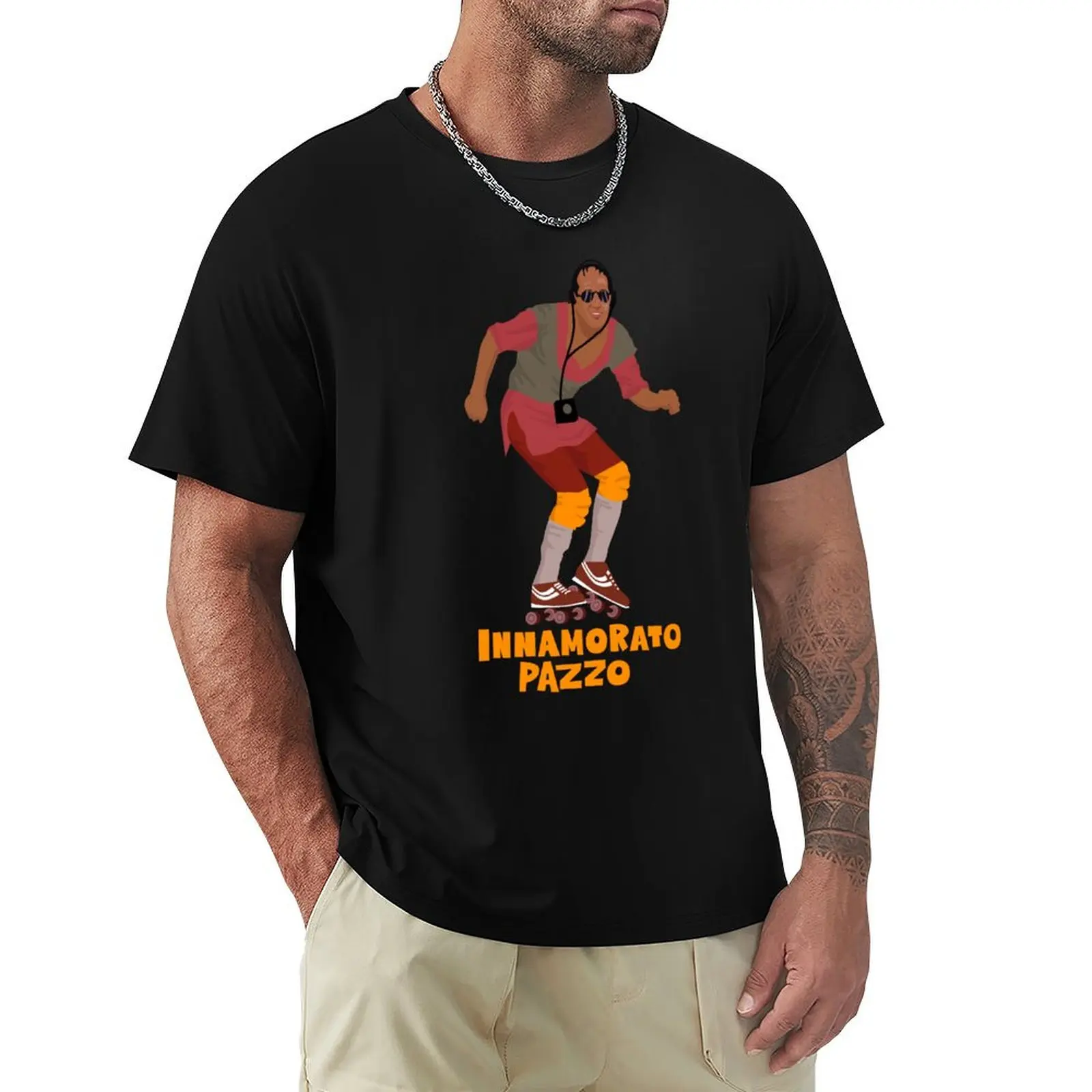 Innamorato Pazzo Tribute: Adriano Celentano Classic Tea - Give the Monkey Sugar T-Shirt Sports Casual Short Sleeve Cotton Tee