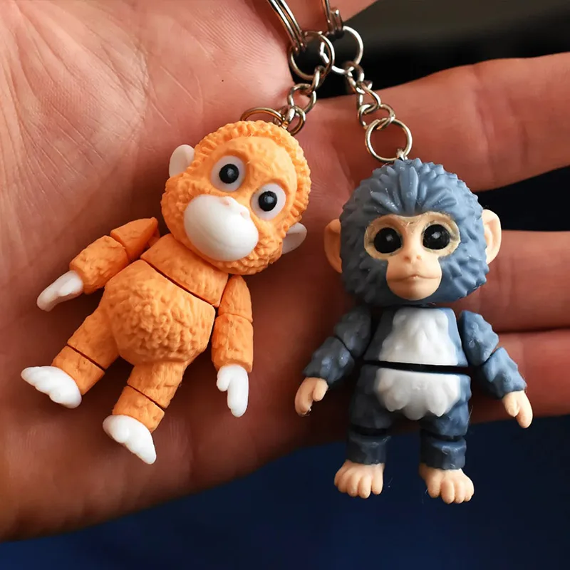 Lucky Macaque Monkey Warm Hug Figurine Keychain Encouraging Brave Animal Ornaments Home Room Decor Bag Pendant Festival Gifts