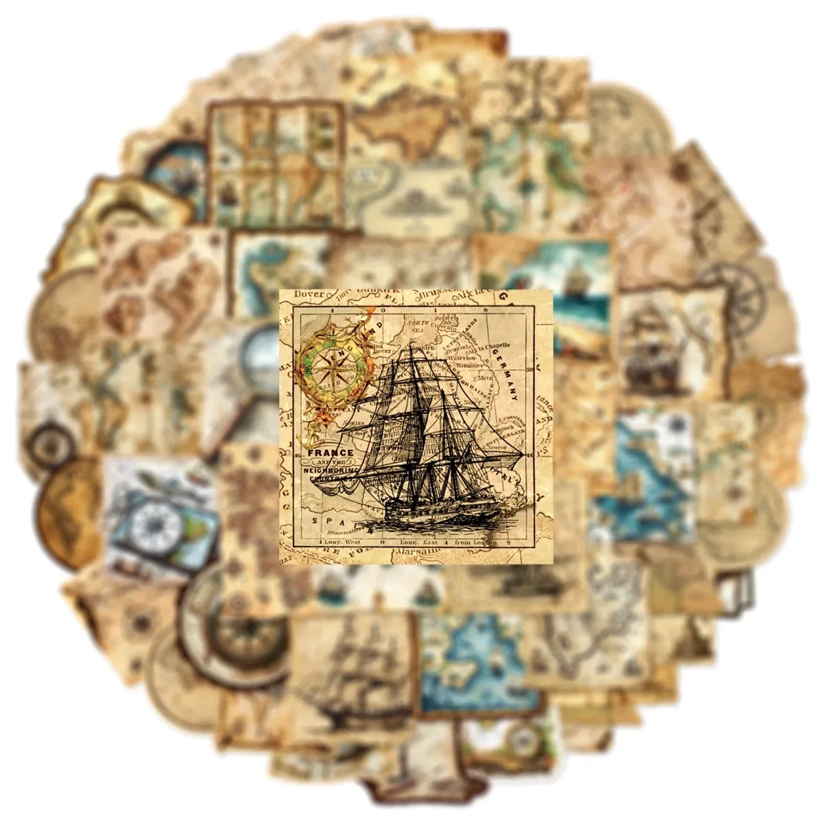 10/50pcs Vintage World Map Travel Stickers Aesthetic Waterproof Graffiti For Luggage Guitar Phone Laptop Skateboard Vinyl Decals