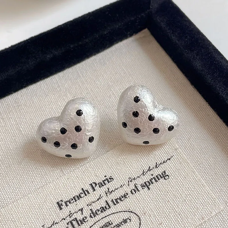 Foxanry Love Heart Stud Earrings For Women Girls Minimalist Classic Sweet Elegant Cute Prevent Allergy Anniversary Jewelry Gifts